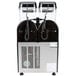 A black and stainless steel Omega granita machine with two containers inside.