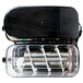 A black and stainless steel Omega double pour-over slushy machine with clear and black accents.