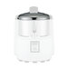 A white juice extractor with a silver lid.