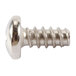 A close-up of a Waring screw with a silver finish.