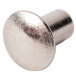 A close-up of a silver metal Waring rivet.