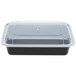 Newspring NC-888-B 38 oz. Black 6 inch x 8 1/2 inch x 2 inch VERSAtainer Rectangular Microwavable Container with Lid - 150/Case
