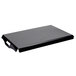 A black rectangular Cal-Mil room service tray with a handle.
