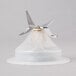 A white plastic blending assembly with a metal blade.