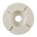 A white plastic circle with a hole in the center.