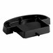 A black plastic drip tray with a curved edge and a black handle.