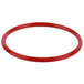 A red rubber O-ring with a white background.