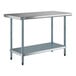 A Regency stainless steel work table with a shelf.