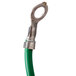 A close-up of a green and yellow Waring blender lead with a metal hook.