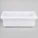 A white Rubbermaid polyethylene food storage box with a lid.