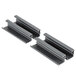 Two black metal brackets for a Metro CR24E can rack.
