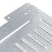 A metal bottom plate with holes for a Waring countertop range.
