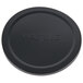 A black circular Waring storage lid with text on it.