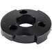 A black circular plastic disc with holes.