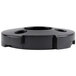 A black circular spigot with holes.