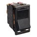 A black rectangular switch with a black square cover.