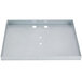 A white rectangular metal tray with holes on the bottom.