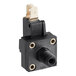 A black electrical pressure switch with metal screws.