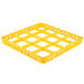 A yellow plastic tray with white squares and holes.