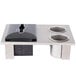A black and silver rectangular Steril-Sil napkin and straw dispensing insert.