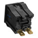 A black electrical device with gold metal connectors, Bunn 39408.0000 Push Button Switch.