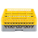 Noble Products 16-Compartment Gray Full-Size Glass Rack with 2 Yellow Extenders - 19 3/8 inch x 19 3/8 inch x 7 1/4 inch