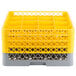 Noble Products 16-Compartment Gray Full-Size Glass Rack with 4 Yellow Extenders - 19 3/8 inch x 19 3/8 inch x 10 1/2 inch