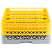 Noble Products 16-Compartment Gray Full-Size Glass Rack with 3 Yellow Extenders - 19 3/8 inch x 19 3/8 inch x 8 3/4 inch