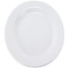 A close up of a white CAC porcelain platter with an embossed pattern.