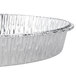 A close-up of a 9" round foil cake pan with a silver rim.
