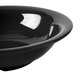 A close-up of a black bowl.