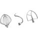 A group of KitchenAid commercial mixers with metal mixer blades on a white background.