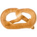 A close up of a PretzelHaus lightly salted pretzel on a white background.