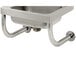 Stainless steel wall supports for a stainless steel sink over a counter.