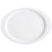 A white oval platter with a white border.