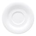 A white melamine saucer with a circle in the middle.