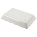 A white rectangular melamine tray with a red edge.