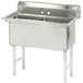 A stainless steel Advance Tabco two compartment pot sink with two bowls.