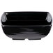 A black square melamine bowl with a curved edge.