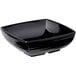 A black square bowl with a black rim.
