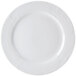 A close-up of a CAC Corona white porcelain plate with an embossed design.