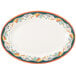 A white oval platter with orange and green design.