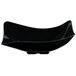 A black melamine bowl with a curved edge.