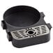 A black and silver circular Acopa airpot rack with a drip tray and holes.