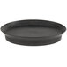 A black oval polypropylene deli server with a round rim.