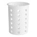 A white Steril-Sil plastic flatware cylinder with holes.