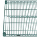 A Metroseal 3 wire shelf in green with metal bars.