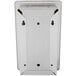 A metal box with a white rectangular cover with holes and keys.