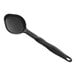 A black plastic Vollrath Spoodle with a handle.