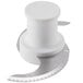 A white serrated "S" blade for a Robot Coupe food processor.